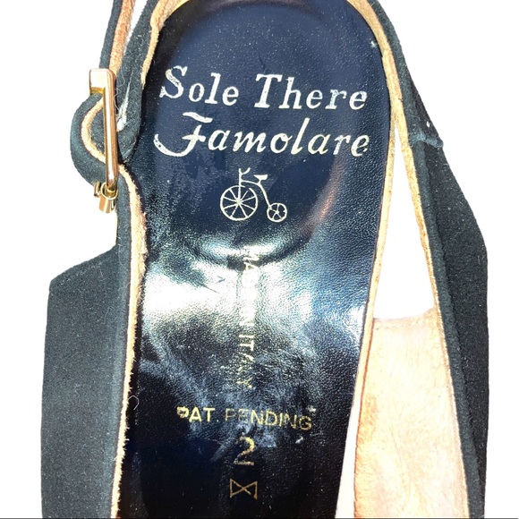 Vintage Italian “Sole There” Famolare Black Suede High Heels Size7 Made in Italy - Picture 9 of 13